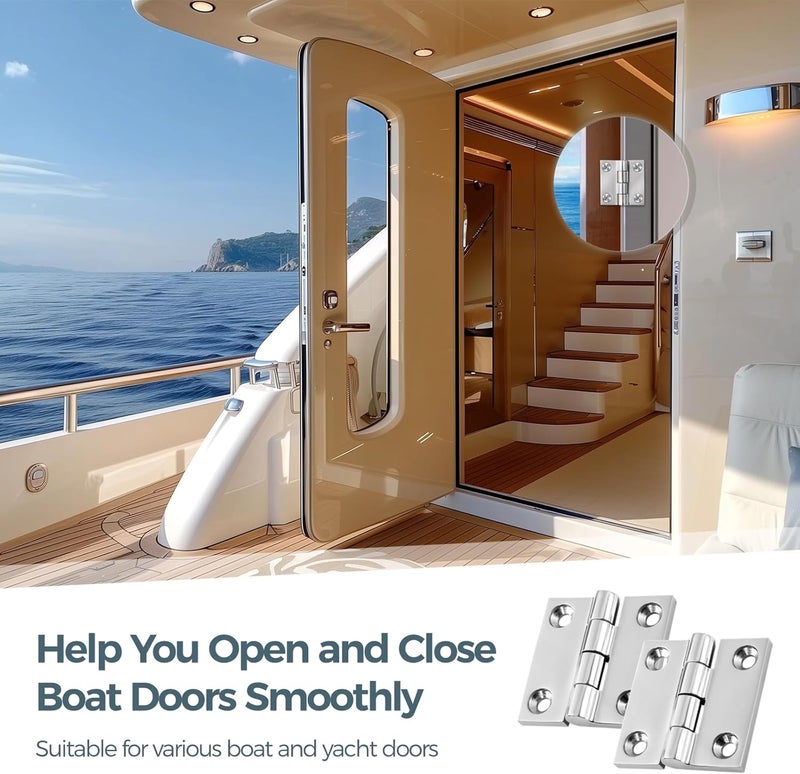 yeesport 4 PCS Boat Hinges, Stainless Steel Marine Grade, 2 x 2 Inches, No Noise Smooth Heavy Duty 316 Stainless Steel Hinges with Screws - Image 2